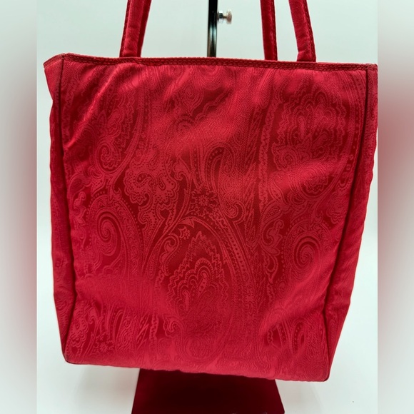 ETRO-Authentic- Red canvas Shoulder Tote - Picture 6 of 15